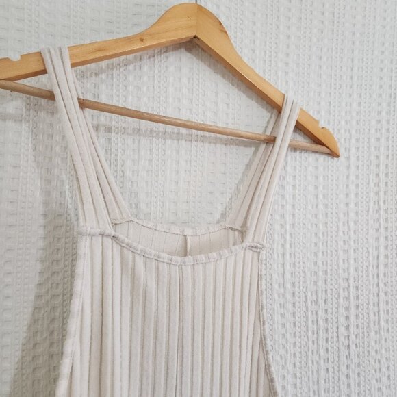 Yozy Ribbed Ivory Slouchy Overalls Jumpsuit Women's Size Medium - Picture 6 of 11